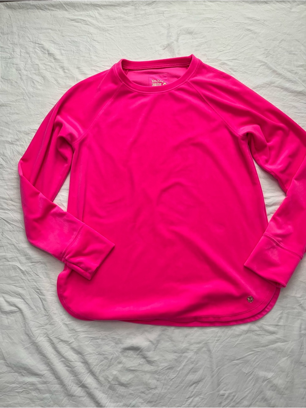 Lilly Pulitzer Vibrant Hot Pink Long Sleeve Crewneck - Picture 3 of 7